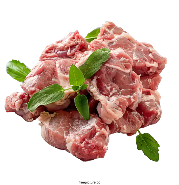 [Transparent Background PNG]Raw diced beef cubes