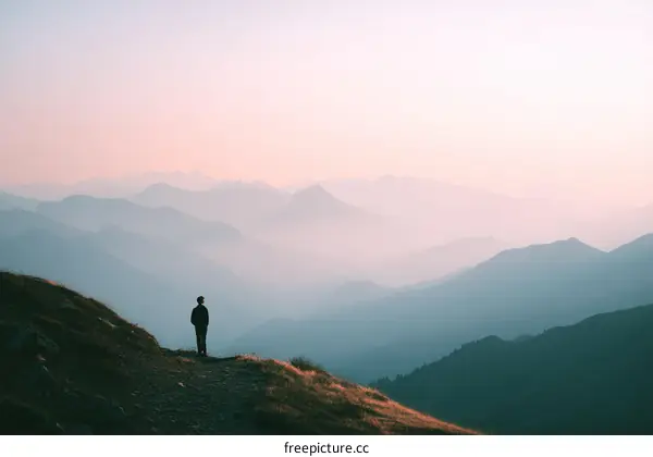 Majestic Mountain View with Sole Figure