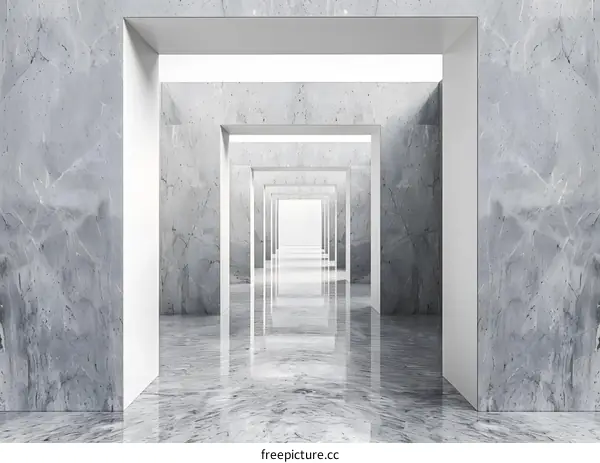 Abstract Perspective View of White Frame and Grey Wall Corridor