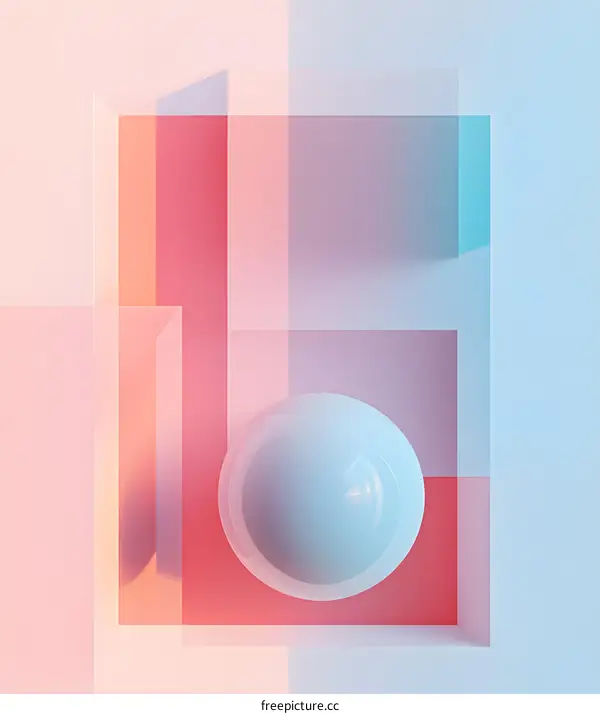 Abstract Geometric Shapes with Sphere in Pastel Colors
