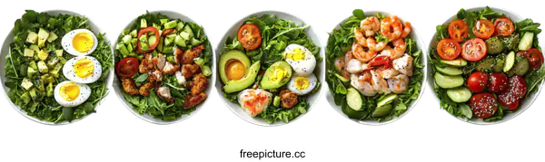 [Transparent Background PNG]Delicious and Healthy Salad Bowls Variety