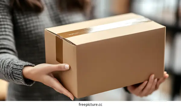 Woman Holding a Cardboard Box Delivery
