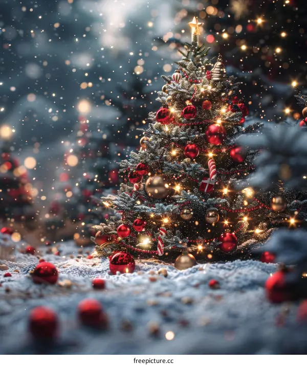 Ornate Christmas Tree with Festive Decorations