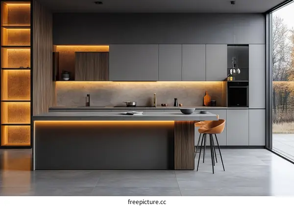 Modern Kitchen Interior Design with LED Lighting