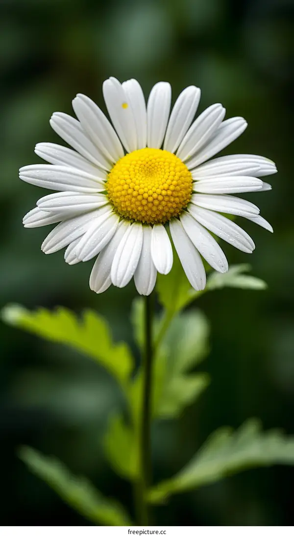 Close-up of a white daisy flower with a yellow center and white petals