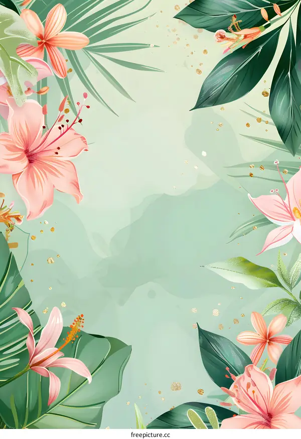 Tropical Floral Watercolor Background Design