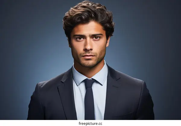 Portrait of a handsome young businessman in a suit and tie