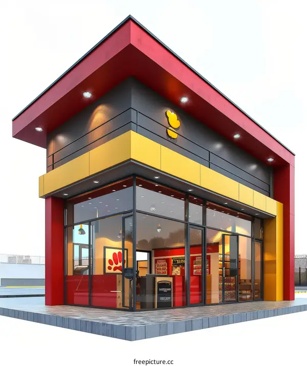 Modern small business building with large windows