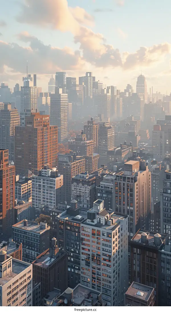Cityscape Aerial View of Modern City Architecture