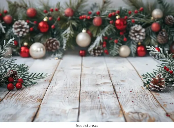 Christmas background with red and gold ornaments