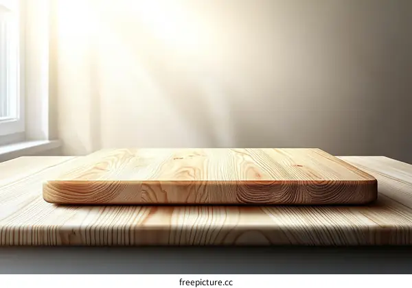 Wooden Table Top Display Against a Light Beige Wall