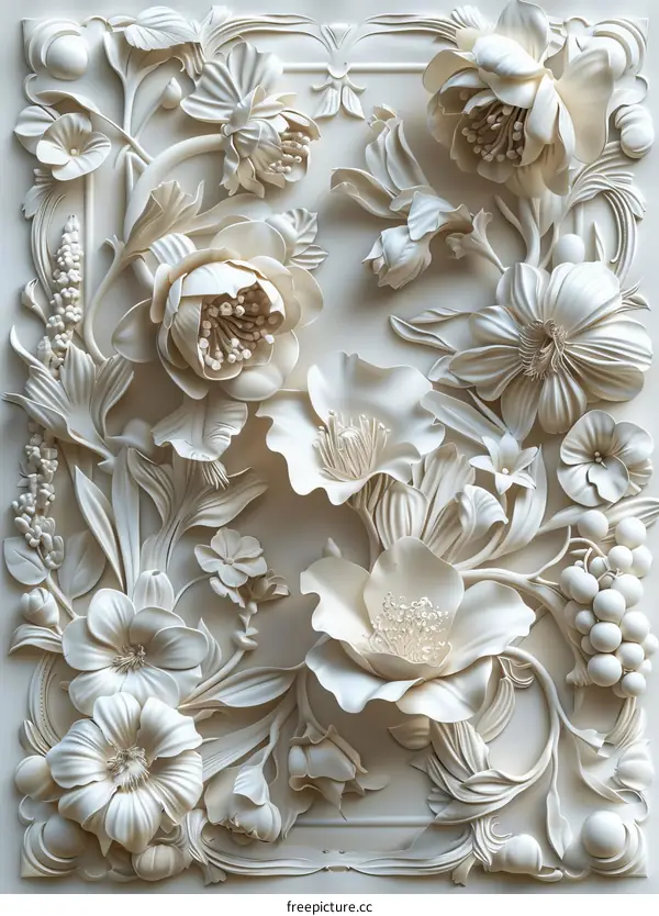 3D White Flower Wall Sculpture