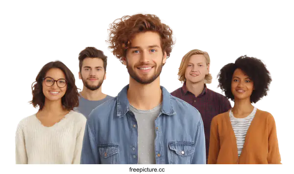 [Transparent Background PNG]Diverse Group of People Smiling Together