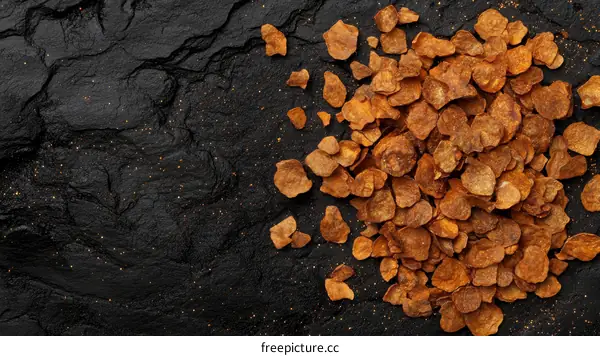 Crispy Flakes on Dark Stone Background
