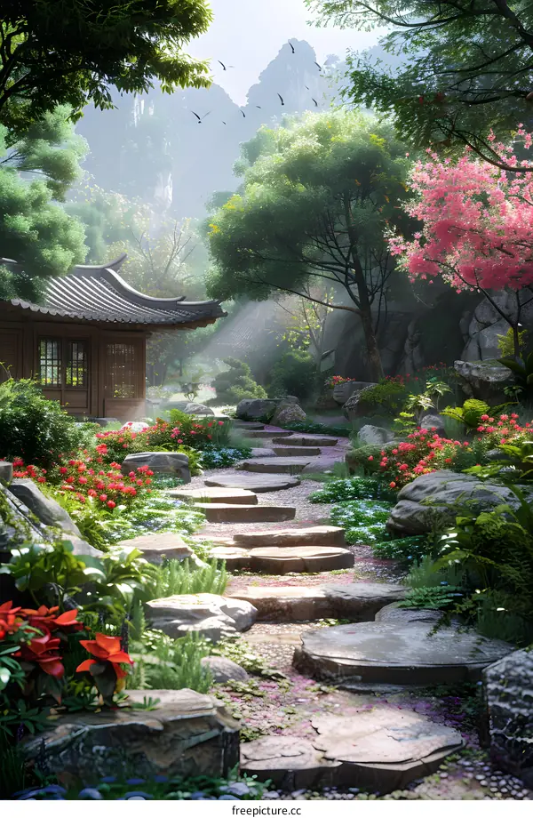 Misty Chinese Garden