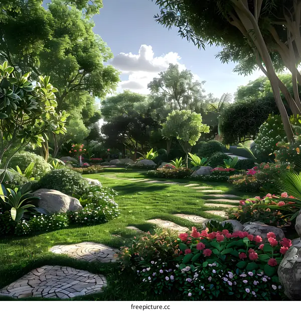 A lush garden path