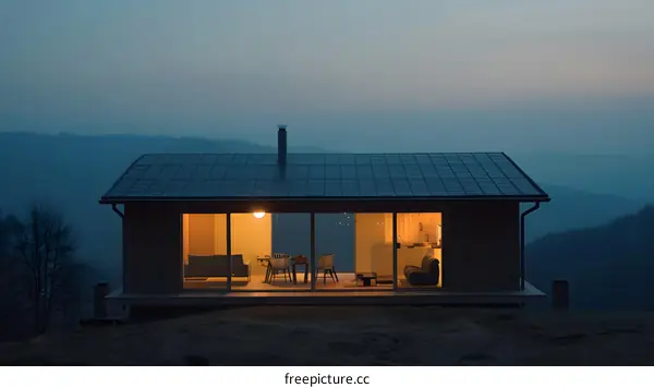 Modern Cabin with Mountain View at Dusk