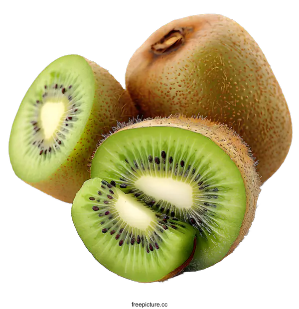 [Transparent Background PNG]Sliced kiwi fruit on white background
