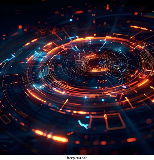 Abstract Circular Technology Background with Glowing Lines