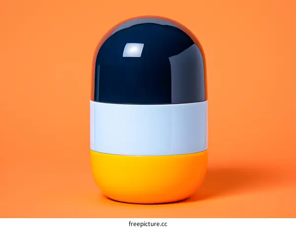 Orange Background, Blue, White, and Yellow Capsule