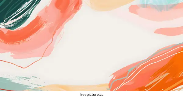 Abstract Watercolor Background with Colorful Strokes and Lines