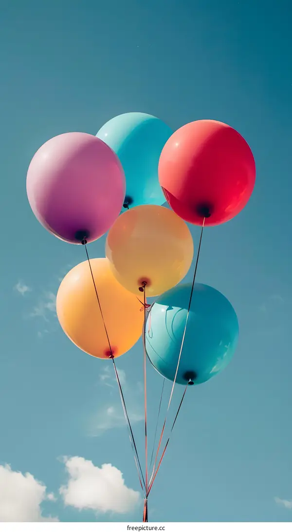 Colorful Balloons Floating in the Sky