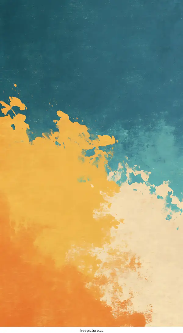 Abstract Watercolor Background With Teal And Orange Colors