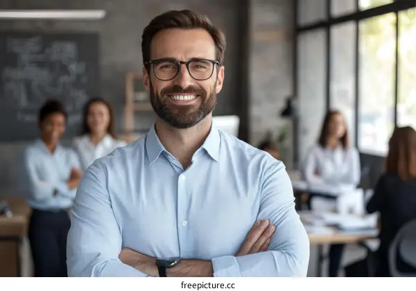 Confident Business Leader in Modern Office