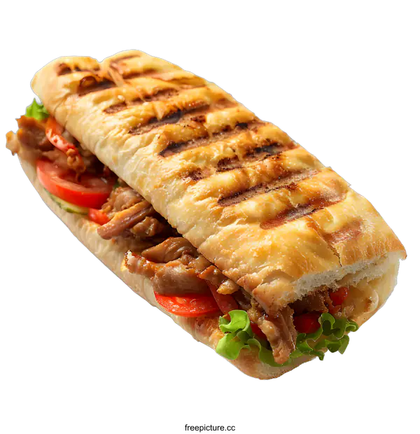 [Transparent Background PNG]A delicious and healthy sandwich with grilled chicken, fresh vegetables, and lettuce.