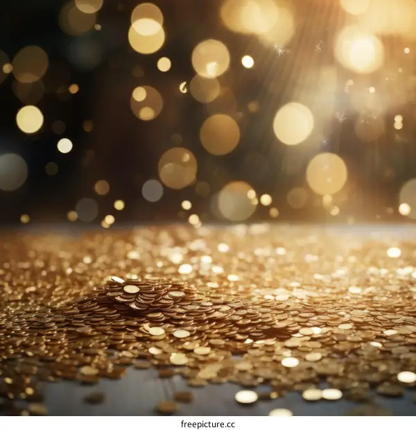 Gold Coins Piled with Glowing Background