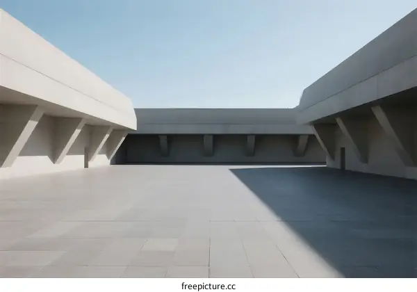 Concrete Architectural Structure with Open Space and Geometric Design