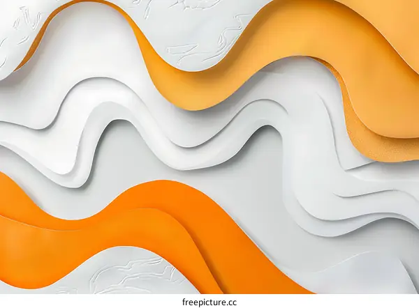 Abstract Orange And White Wavy Paper Design