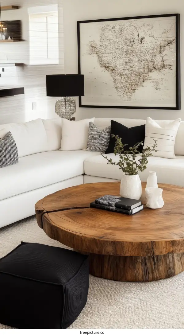 Modern Living Room with Wooden Coffee Table