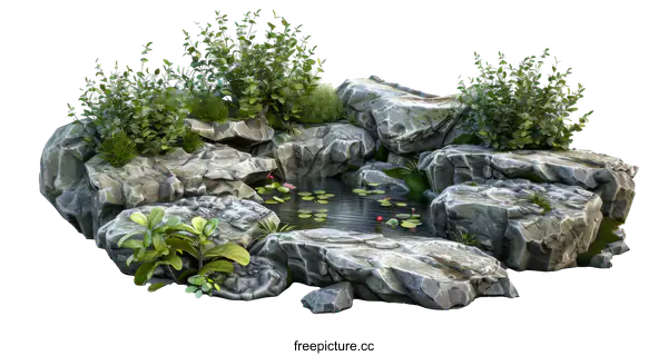 [Transparent Background PNG]rocks and plants
