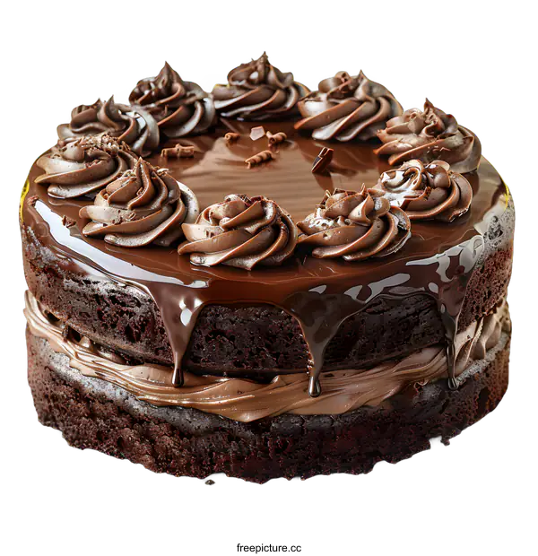 [Transparent Background PNG]Delicious chocolate cake with chocolate frosting