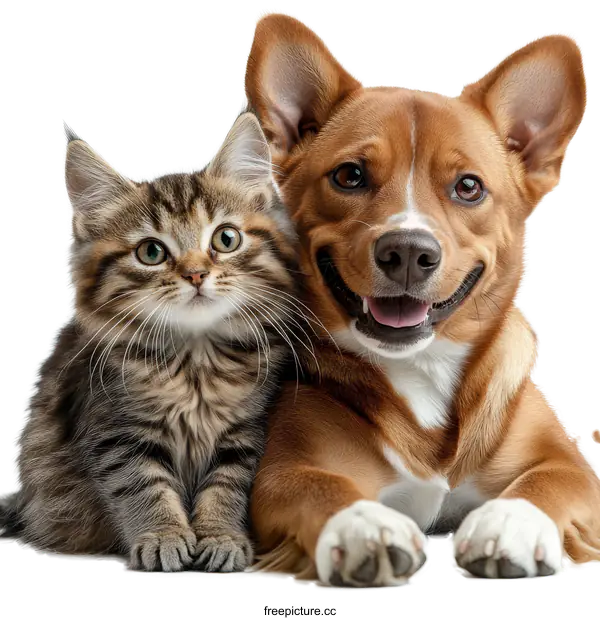[Transparent Background PNG]Friendly Companion Animals: Dog and Cat