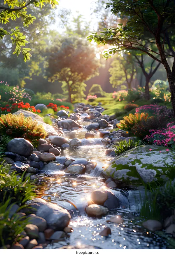 A creek running through a forest