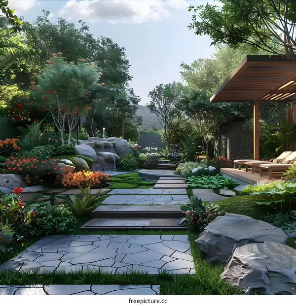 A lush garden landscape design