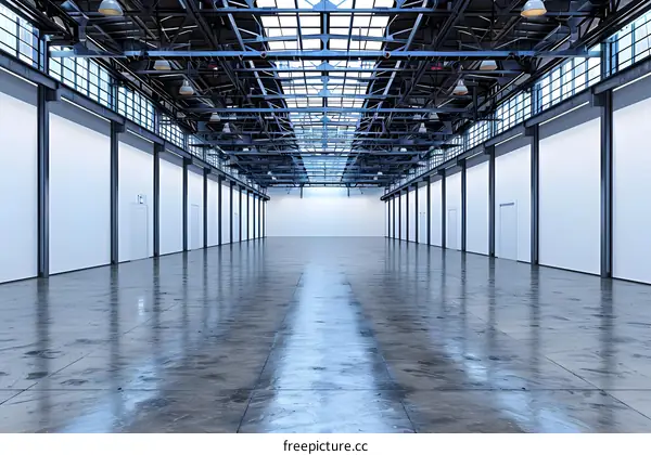 Empty Industrial Warehouse Interior Design