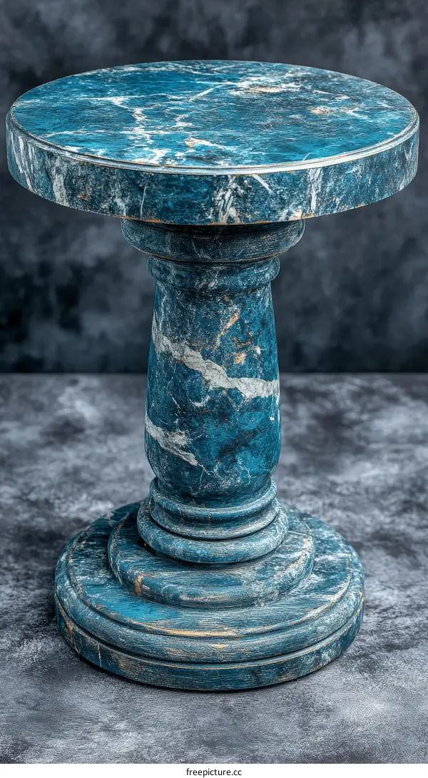 Vintage Blue Wooden Table Lamp