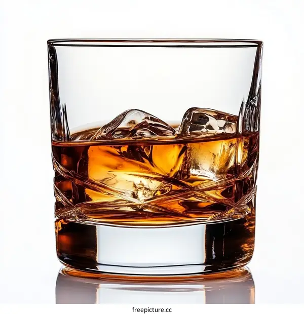 Close-up of a Whiskey Glass with Ice