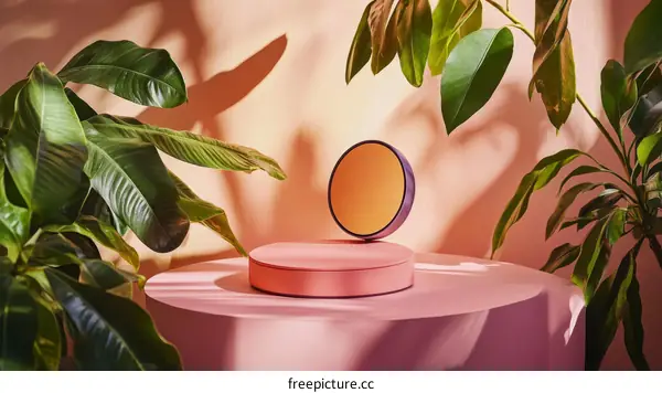 Stylish Minimalist Display with Tropical Plants