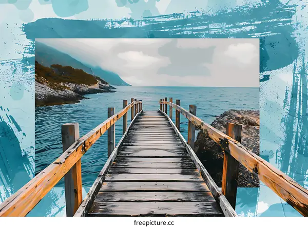Wooden Pier Extending into the Calm Sea