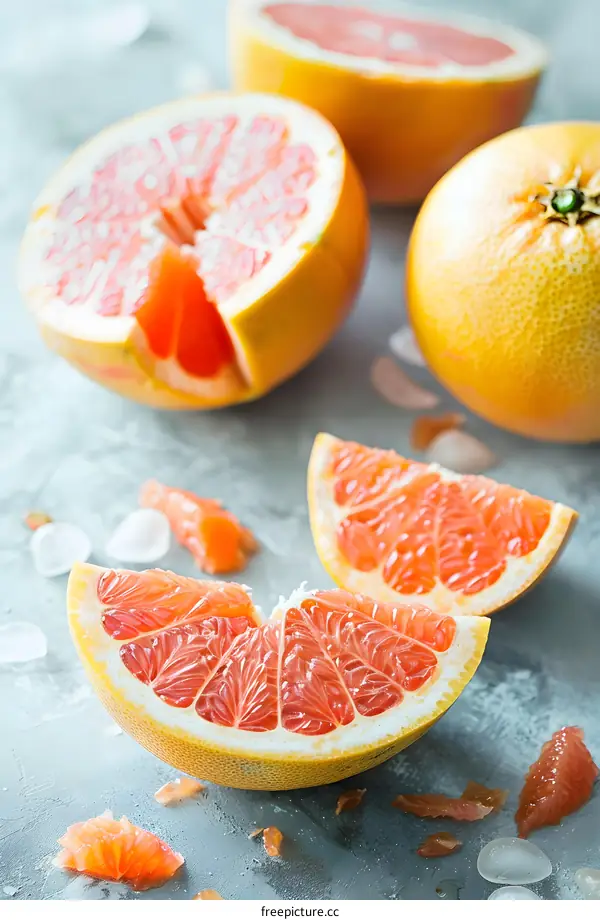 Close Up of Fresh Ripe Grapefruit Segments