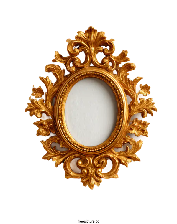 [Transparent Background PNG]Vintage Gold Oval Picture Frame