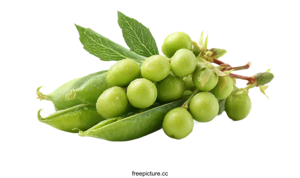 [Transparent Background PNG]Fresh Green Peas and Pods on a White Background