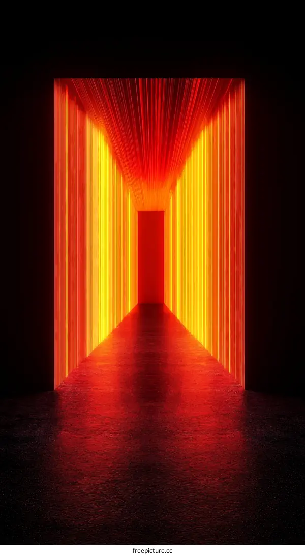 Abstract Neon Corridor with Vivid Colors