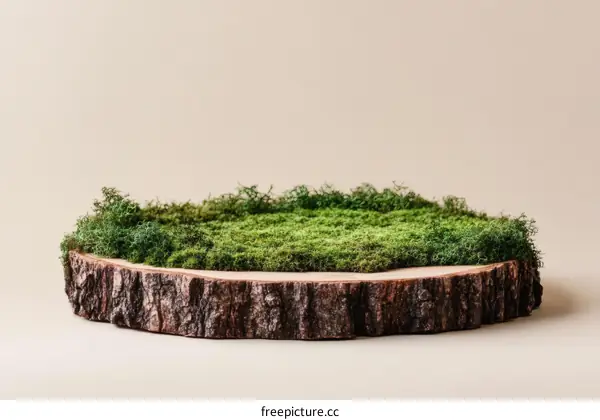 Wooden Slice with Moss Display
