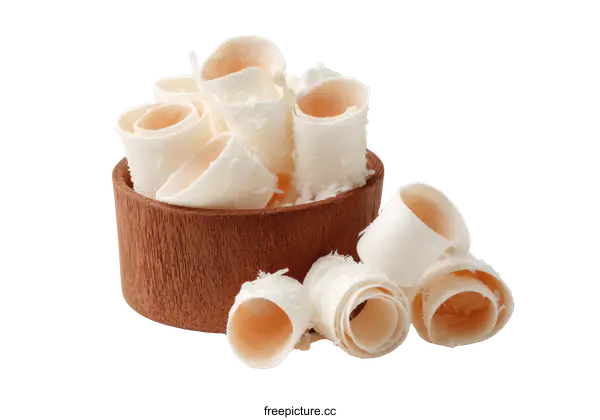 [Transparent Background PNG]Delicious Coconut Flakes in Wooden Bowl