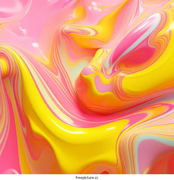 Abstract Painting in Pink, Yellow, and White